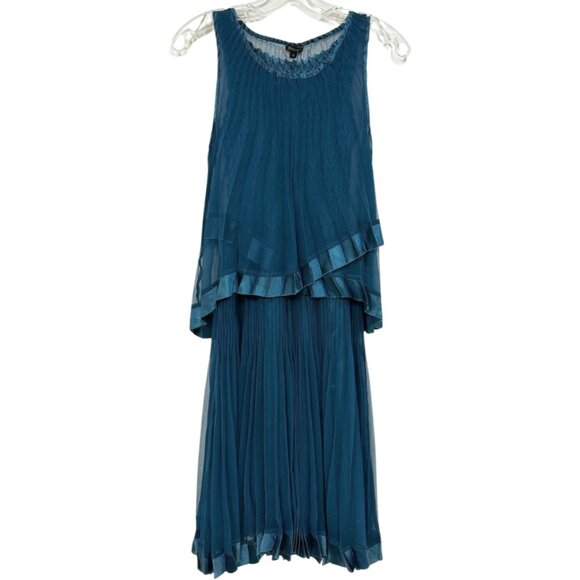 Komarov Set of 2 Sleeveless Pleated Fabric Dress Teal - Picture 1 of 10